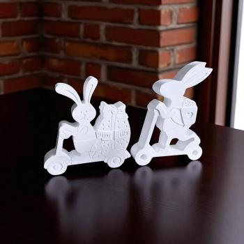 Hasen Osterhasen auf Rollern zwei Modelle Frühlingsdeko Tischdeko Raysin - Artikel-Nr. 1100071